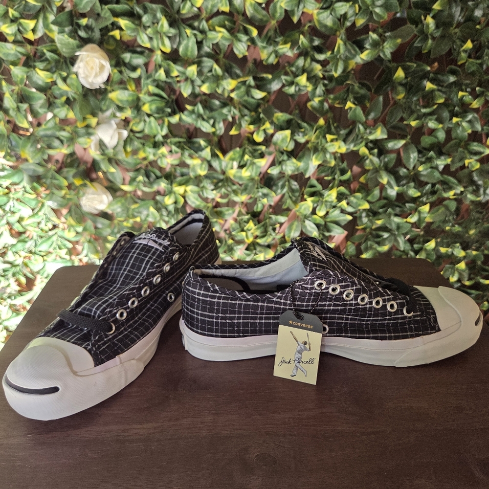 NWT Converse Jack Purcell Print Ox Black Plaid US Women's Sz 9.5 Men's 8 EU 41 - Picture 6 of 16